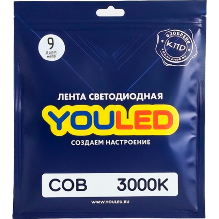 Лента светодиодная YouLed  COB 9w 3000K 320/м 8мм