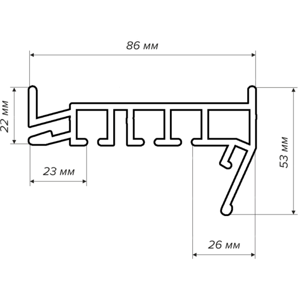 Багет AL под скрытый карниз белый трехрядный ПК-5 (light) длина 3,6м