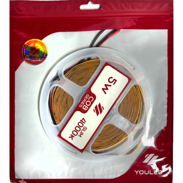 Лента светодиодная YouLed SLIM COB 5w 4000K 384/м 5мм