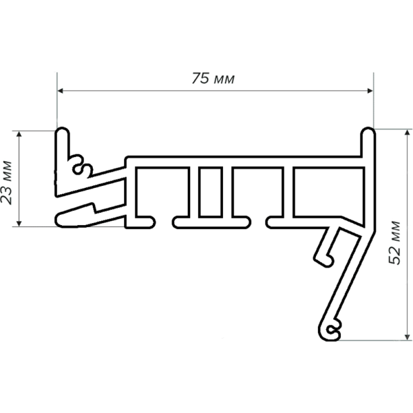 Багет AL под скрытый карниз белый двухрядный ПК-15  длина 2,0м